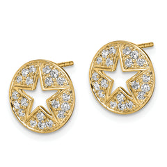 14K Lab Grown Diamond SI1/SI2, G H, Circle Star Post Earrings