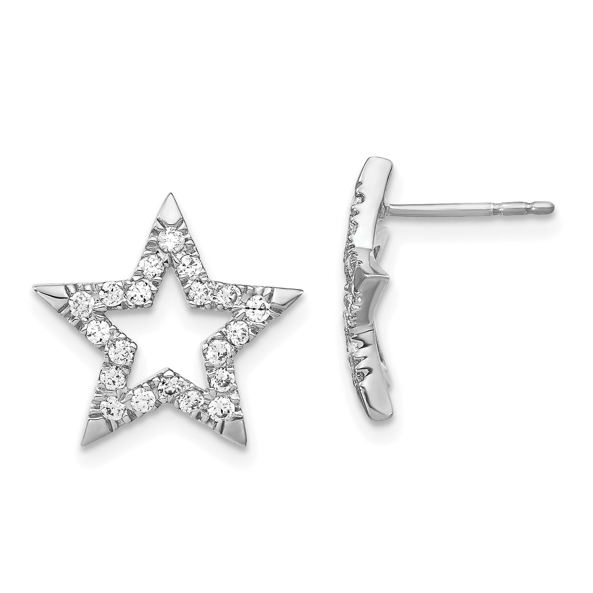 14K White Gold Lab Grown Diamond SI1/SI2, G H, Star Post Earrings