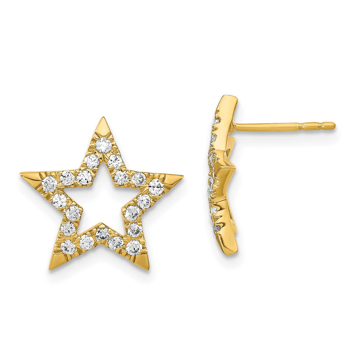 14K Lab Grown Diamond SI1/SI2, G H, Star Post Earrings