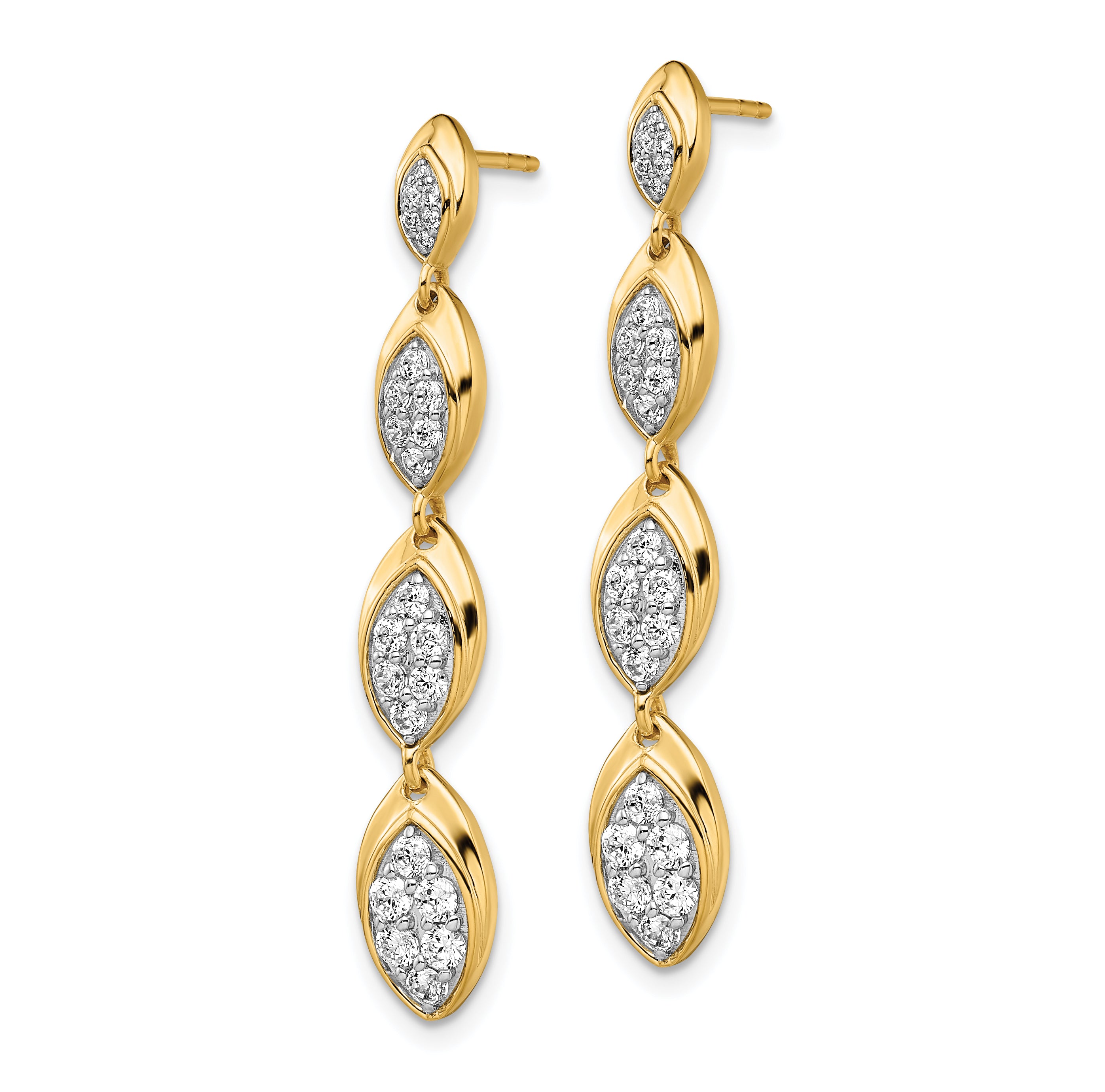 14K Lab Grown Diamond SI1/SI2, G H, Pave Drop Post Earrings