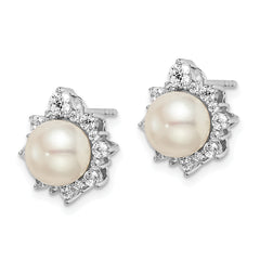 14K White Gold Lab Grown Diamond VS/SI GH, FWC Pearl Post Earrings