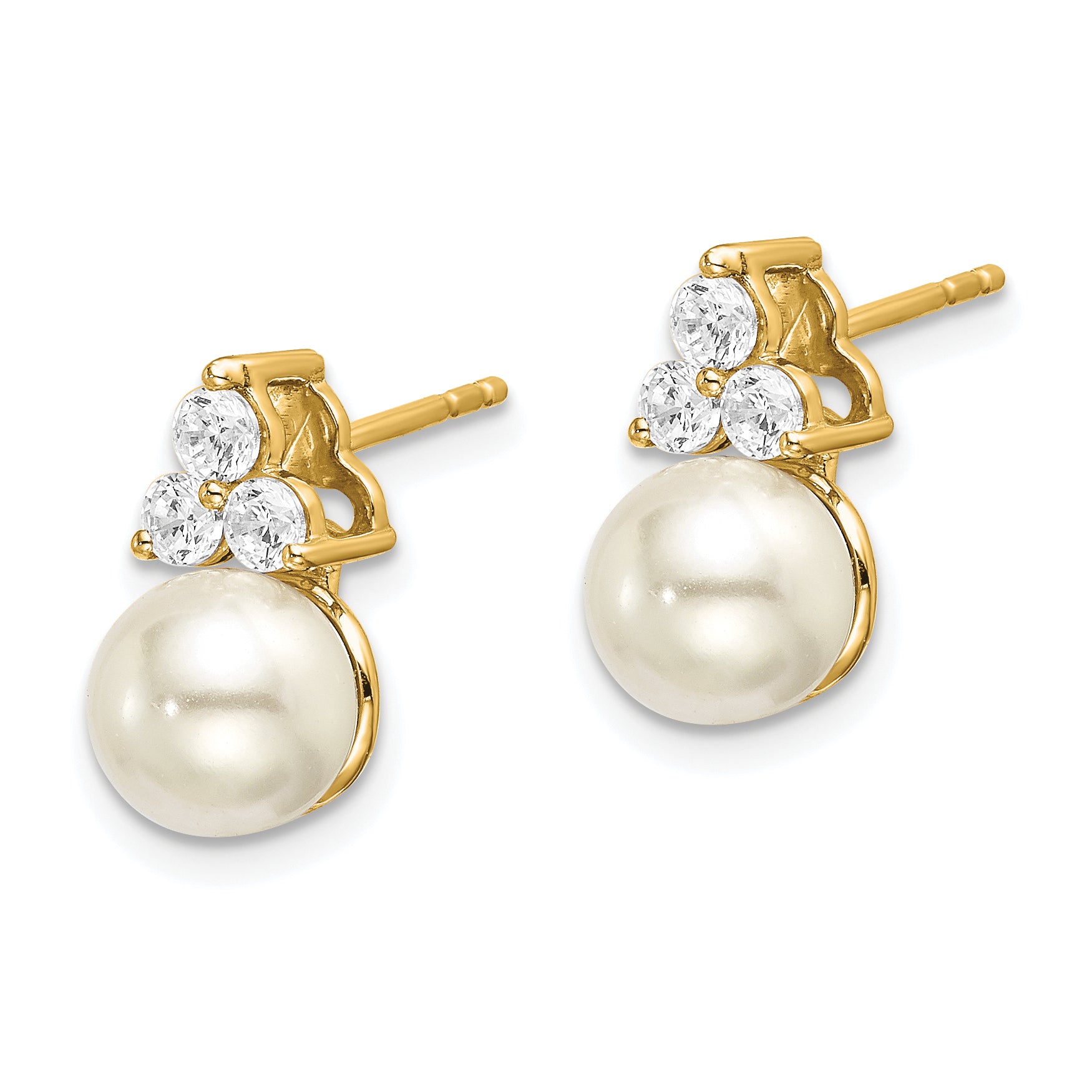 14K Lab Grown Diamond SI1/SI2, G H, FWC Pearl Post Earrings