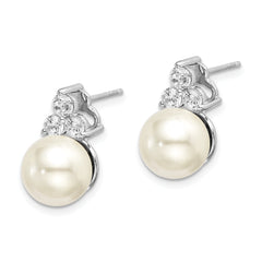 14K White Gold Lab Grown Diamond SI1/SI2, G H, FWC Pearl Post Earrings