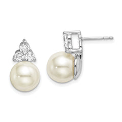 14K White Gold Lab Grown Diamond SI1/SI2, G H, FWC Pearl Post Earrings