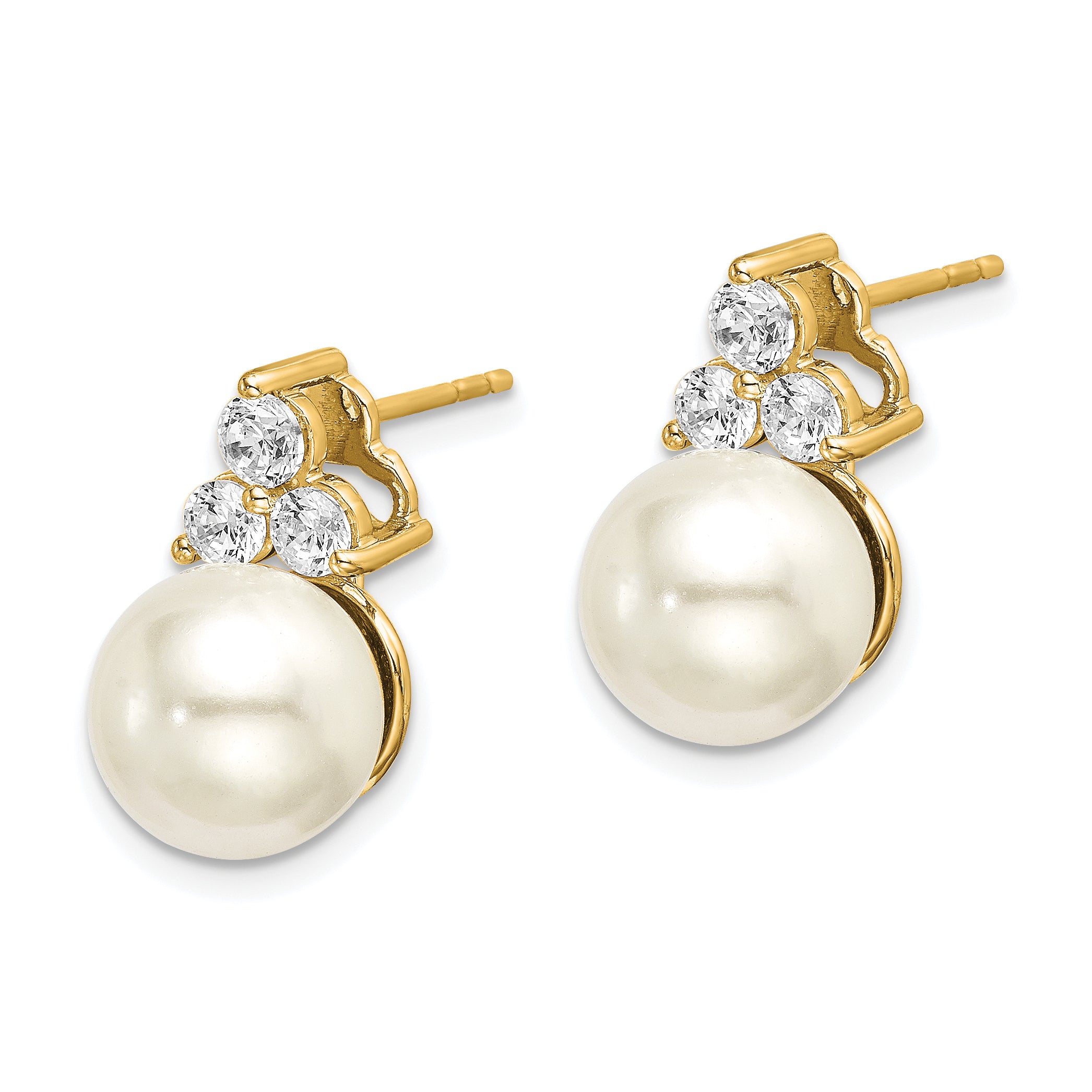 14K Lab Grown Diamond SI1/SI2, G H, FWC Pearl Post Earrings