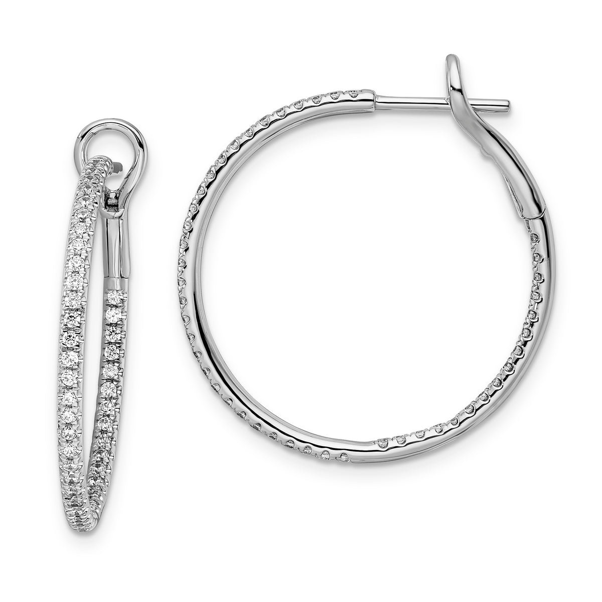 14K White Gold Lab Grown Diamond VS/SI GH, In & Out Hoop Earrings