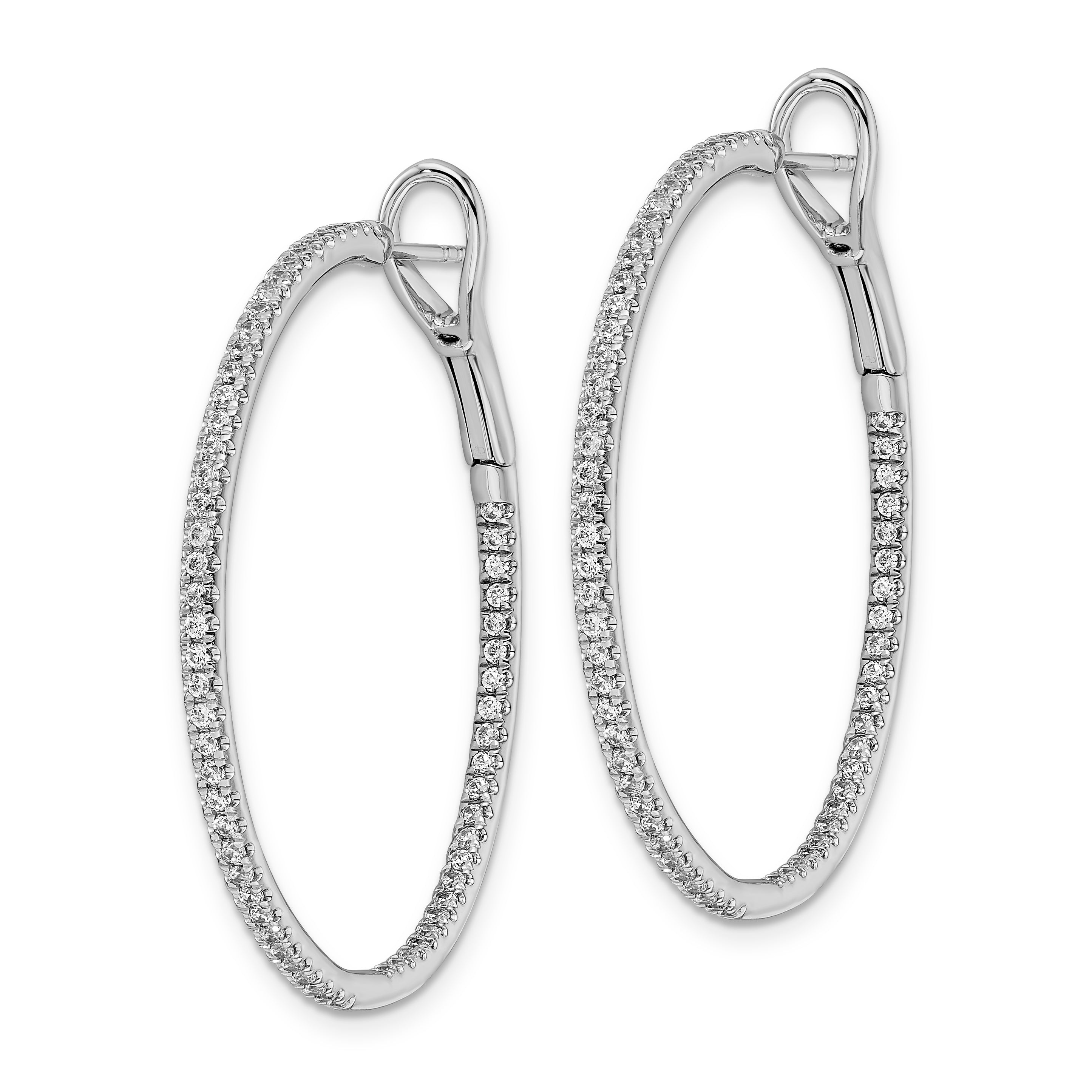 14K White Gold Lab Grown Diamond VS/SI GH, In & Out Hoop Earrings