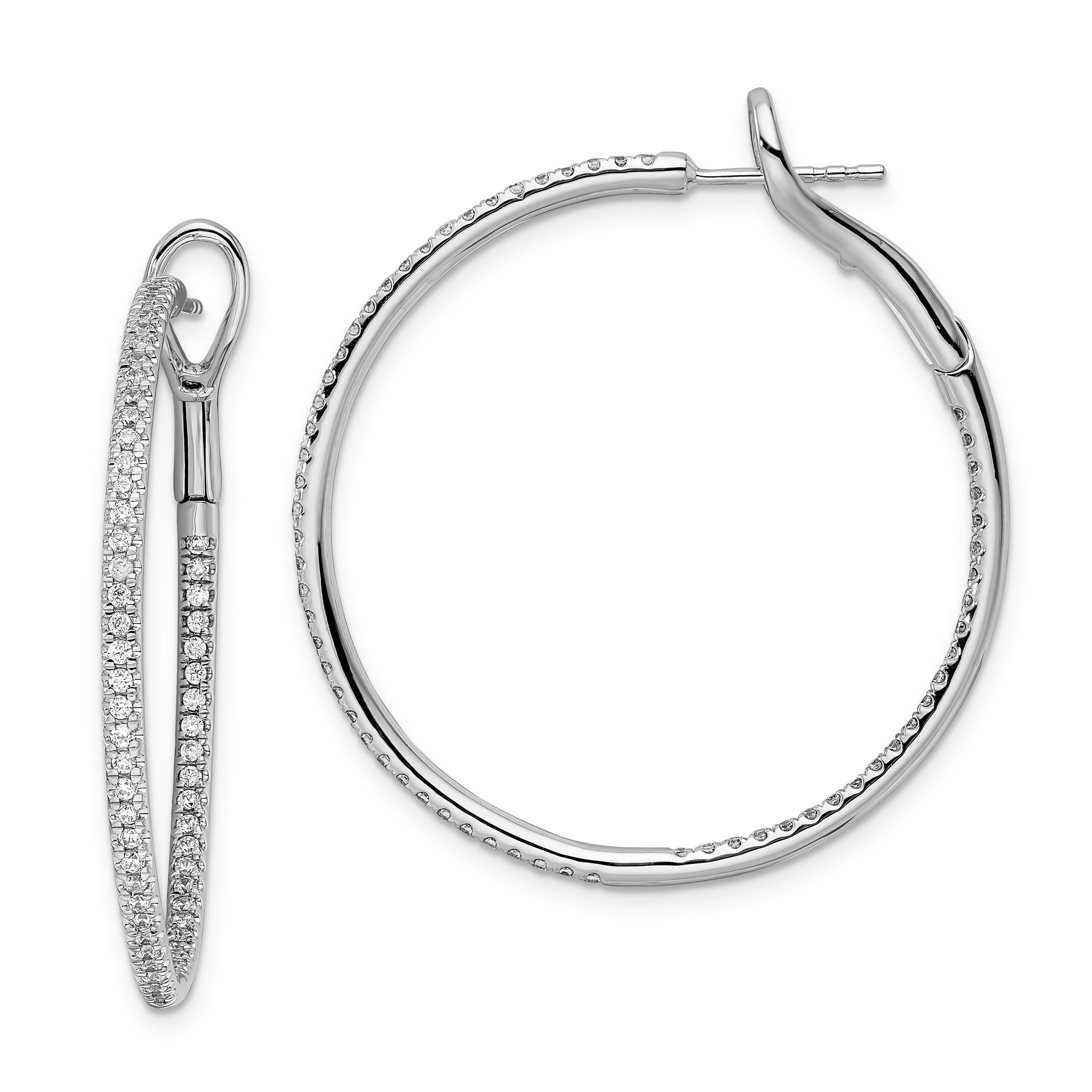 14K White Gold Lab Grown Diamond VS/SI GH, In & Out Hoop Earrings