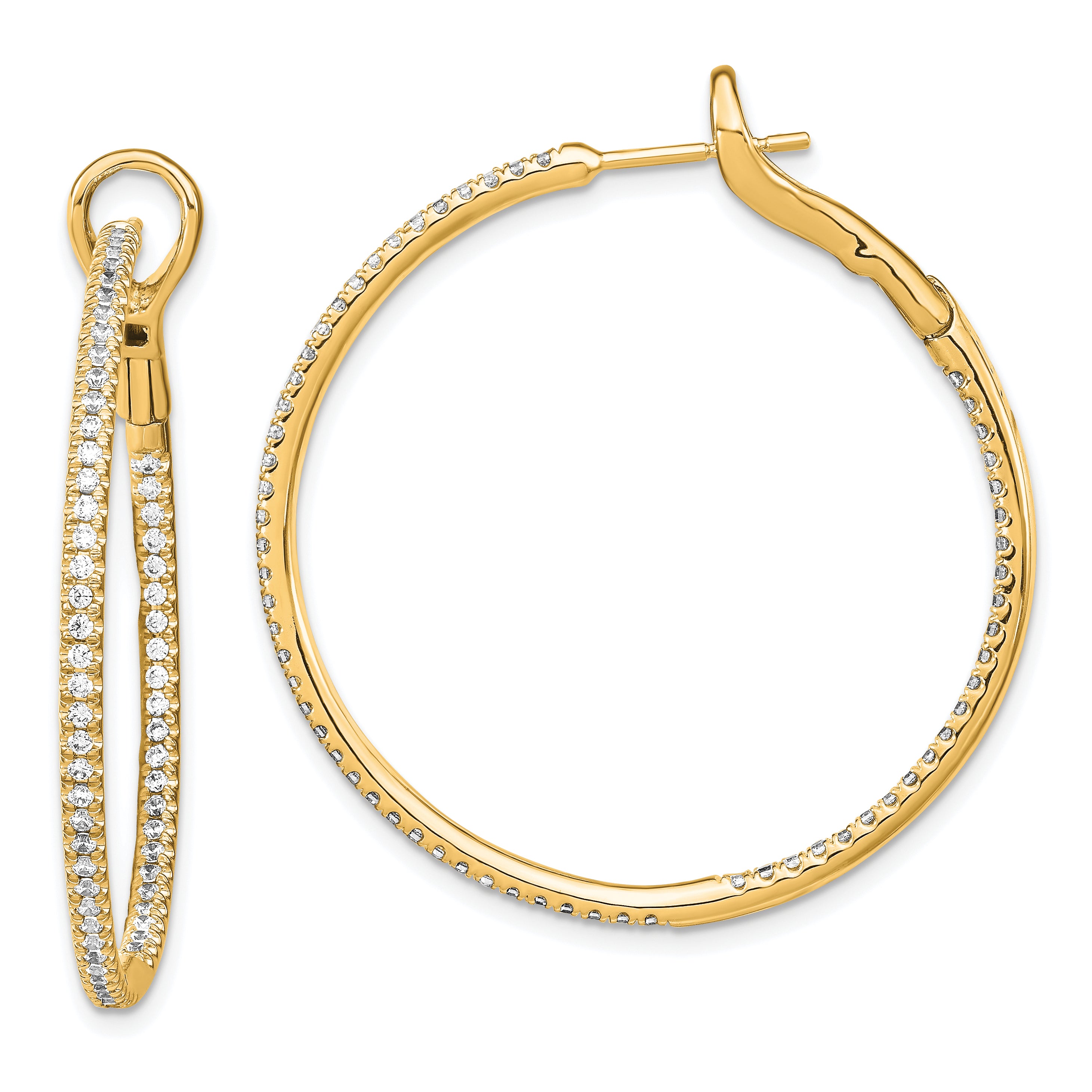 14K Lab Grown Diamond VS/SI GH, In & Out Hoop Earrings