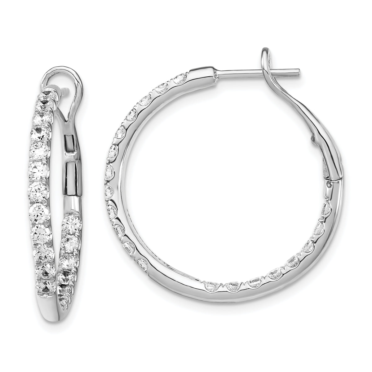 14K White Gold Lab Grown Diamond VS/SI GH, In & Out Hoop Earrings