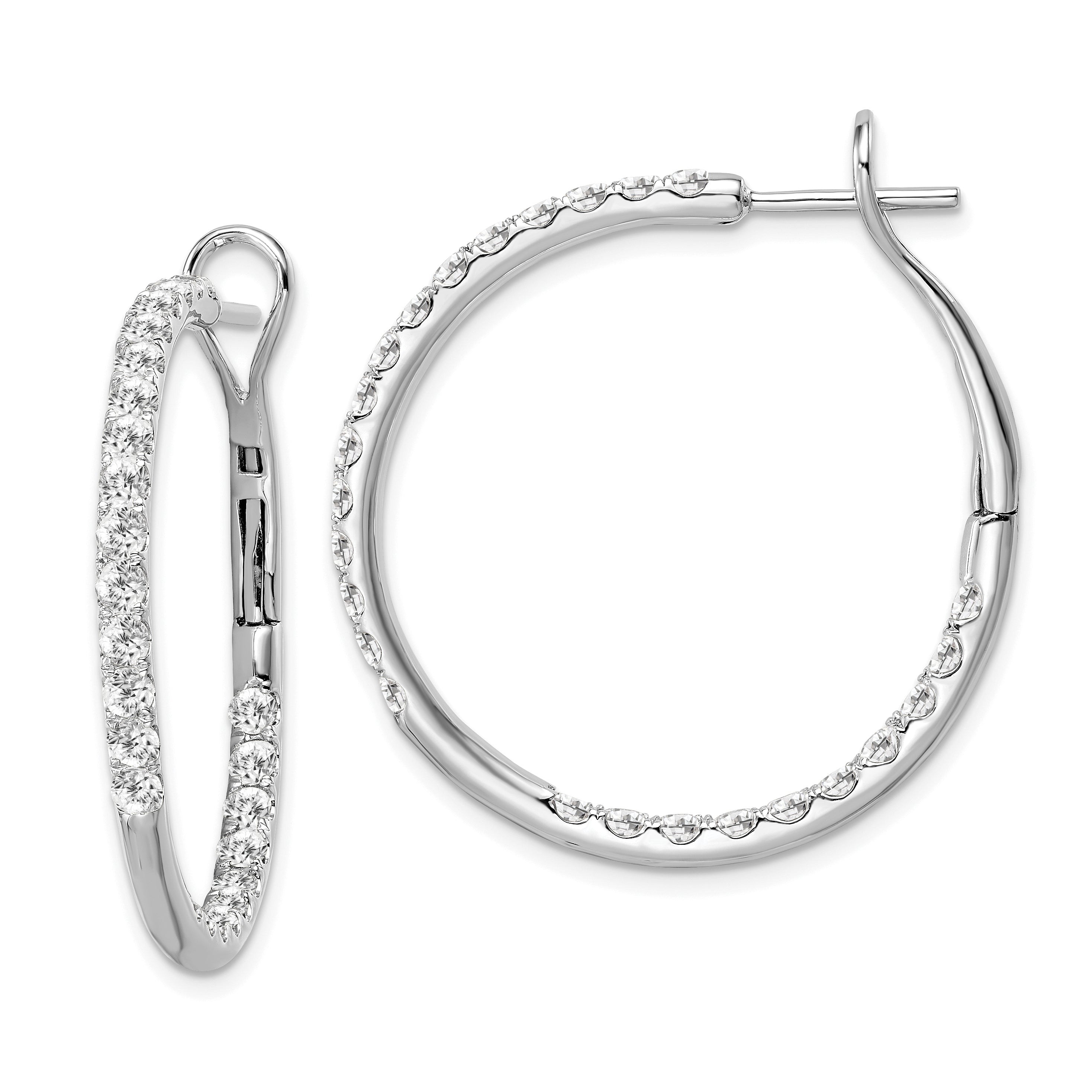 14K White Gold Lab Grown Diamond VS/SI GH, In & Out Hoop Earrings