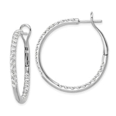 14K White Gold Lab Grown Diamond VS/SI GH, In & Out Hoop Earrings