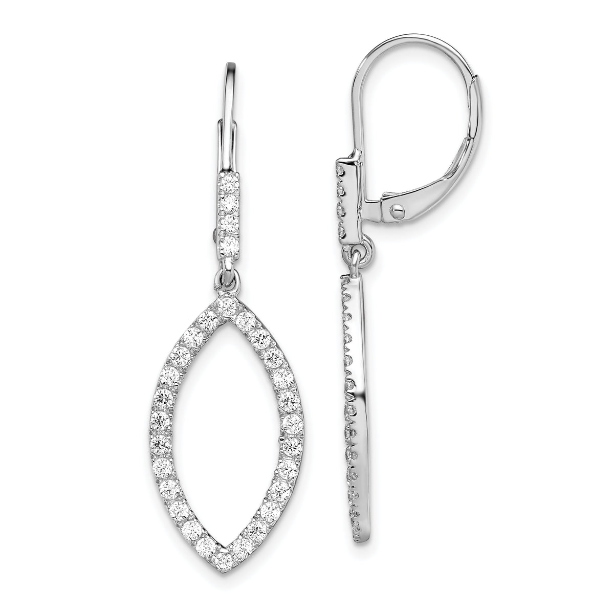 14K White Gold Lab Grown Diamond VS/SI GH, Fancy Drop Leverback Earr