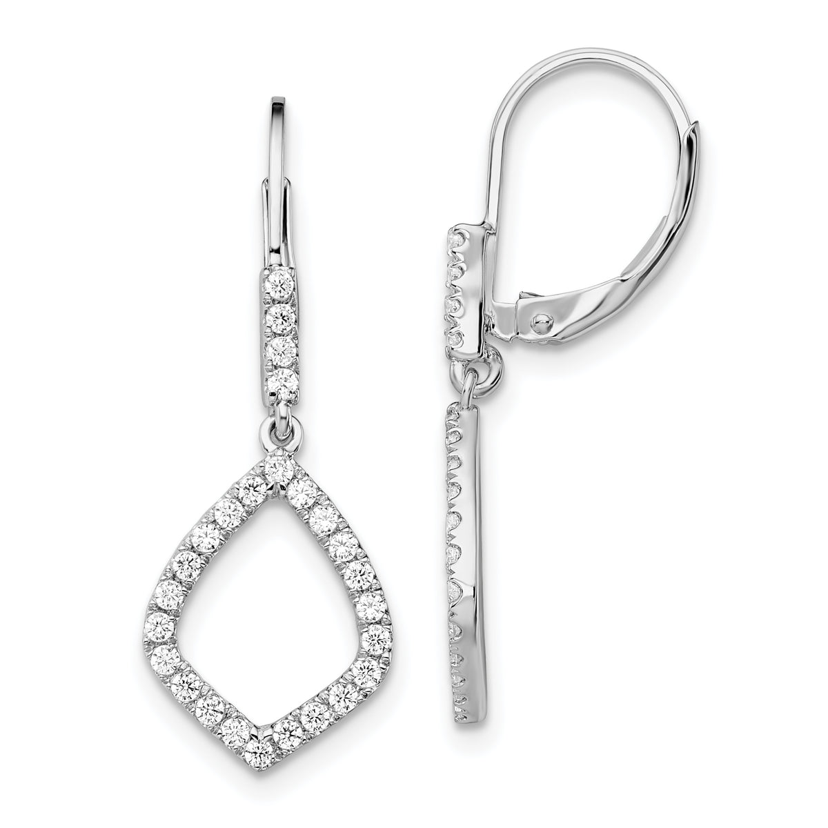 14K White Gold Lab Grown Diamond VS/SI GH, Teardrop Leverback Earrin