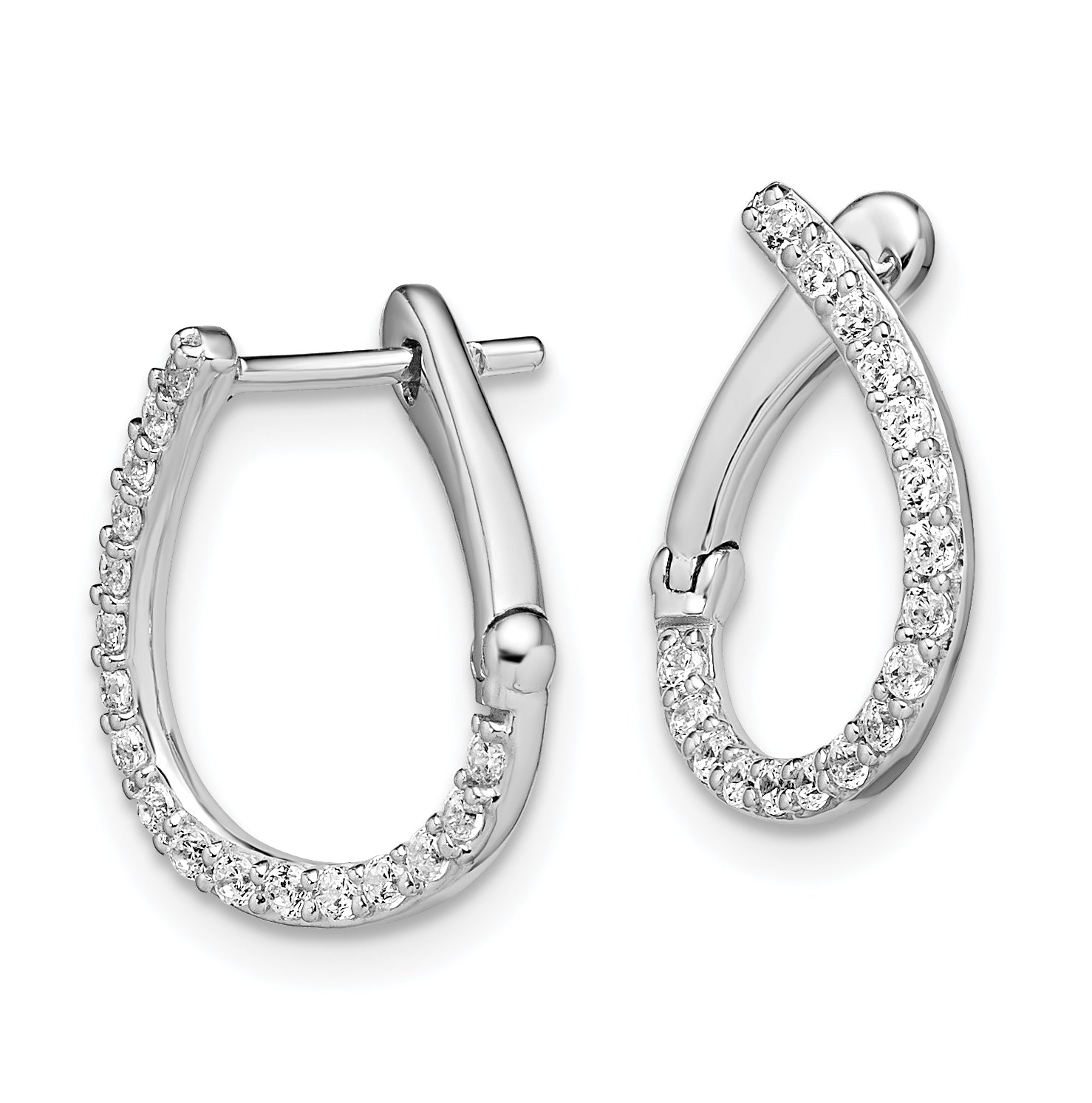 14K White Gold Lab Grown Diamond VS/SI GH, Fancy Twist Hoop Earrings