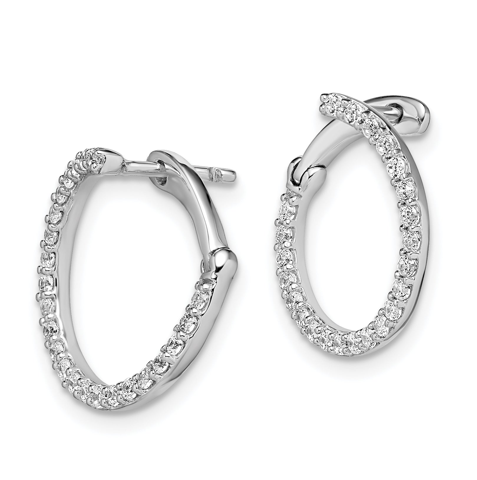 14K White Gold Lab Grown Dia VS/SI GH, Fancy Circle Twist Hoop Earri