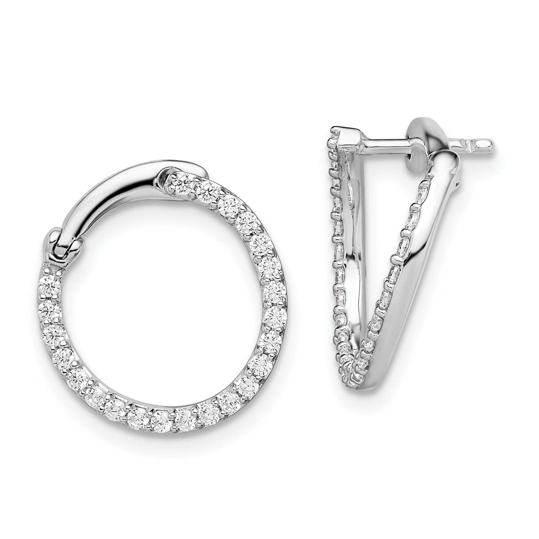 14K White Gold Lab Grown Dia VS/SI GH, Fancy Circle Twist Hoop Earri