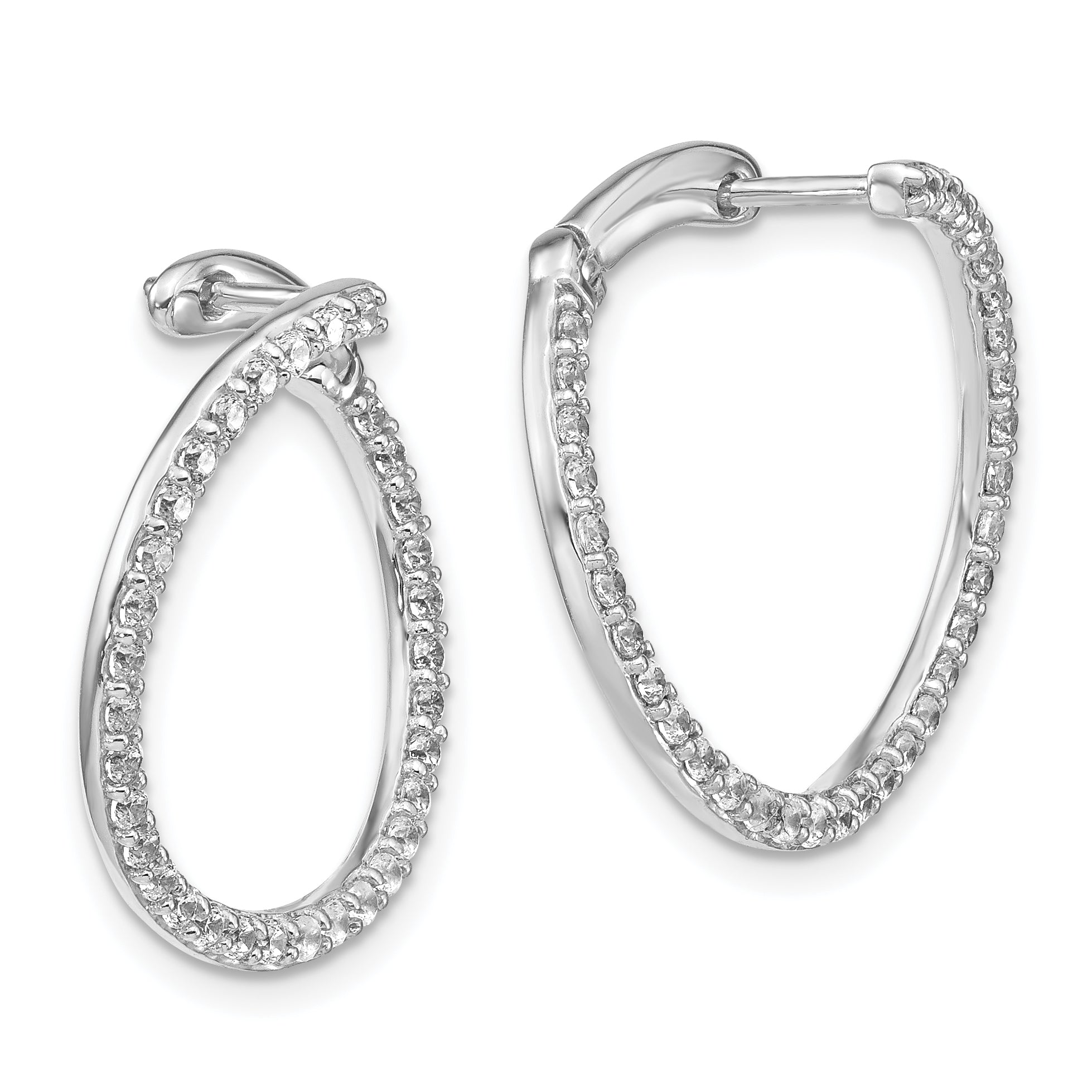 14K White Gold Lab Grown Dia VS/SI GH, Fancy Circle Twist Hoop Earri