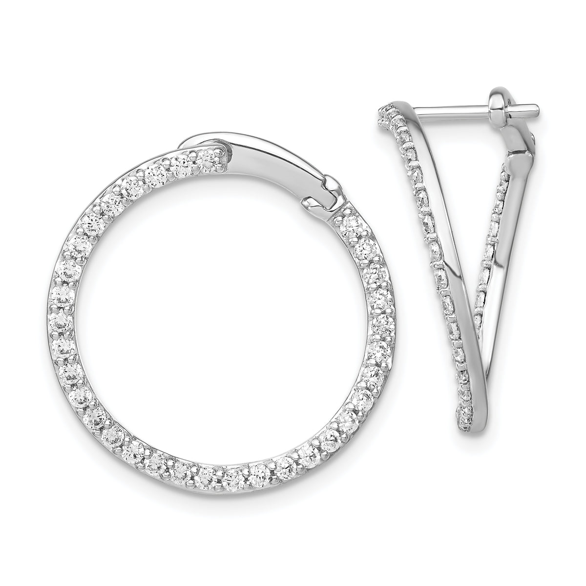 14K White Gold Lab Grown Dia VS/SI GH, Fancy Circle Twist Hoop Earri