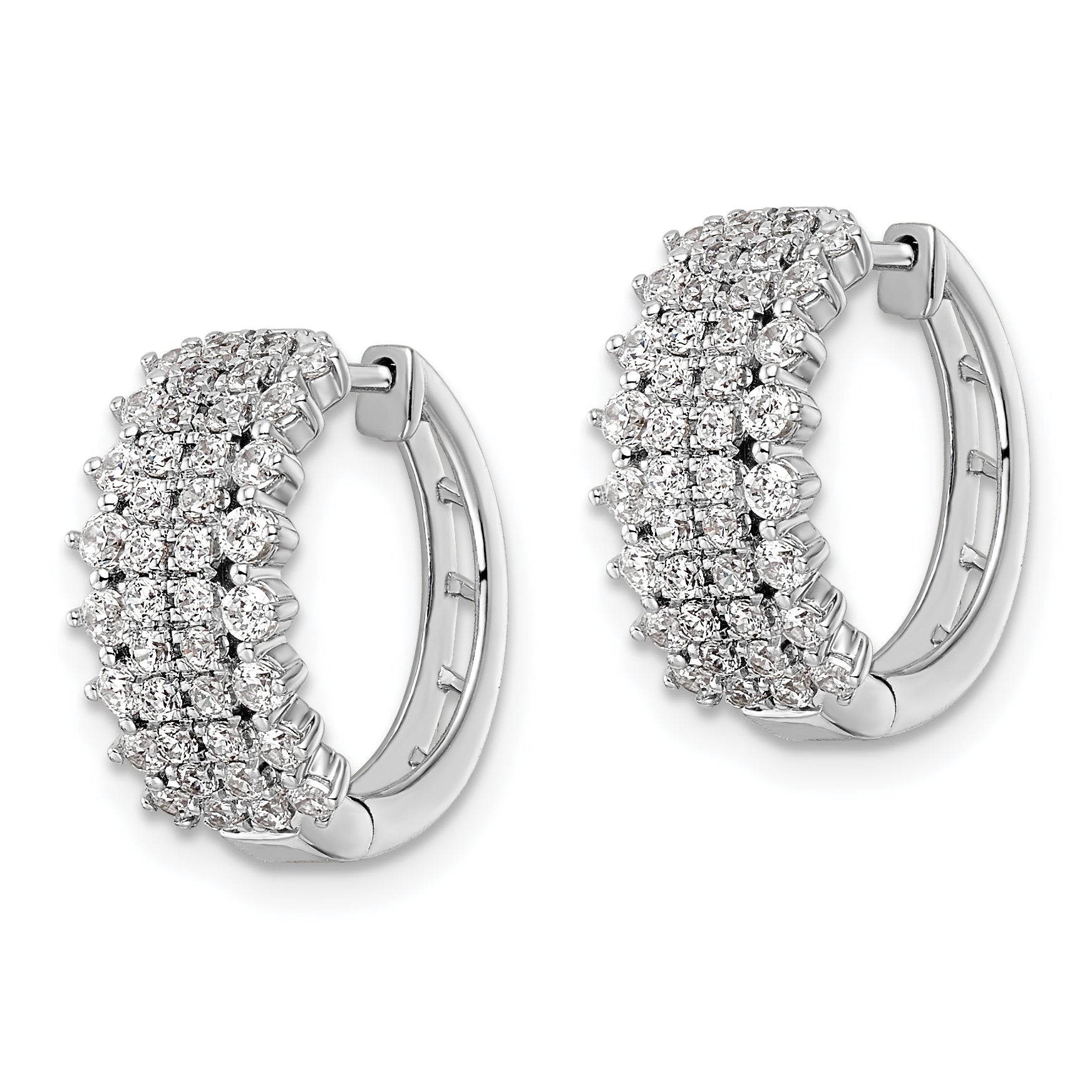 14K White Gold Lab Grown Diamond VS/SI GH, Hinged Hoop Earrings