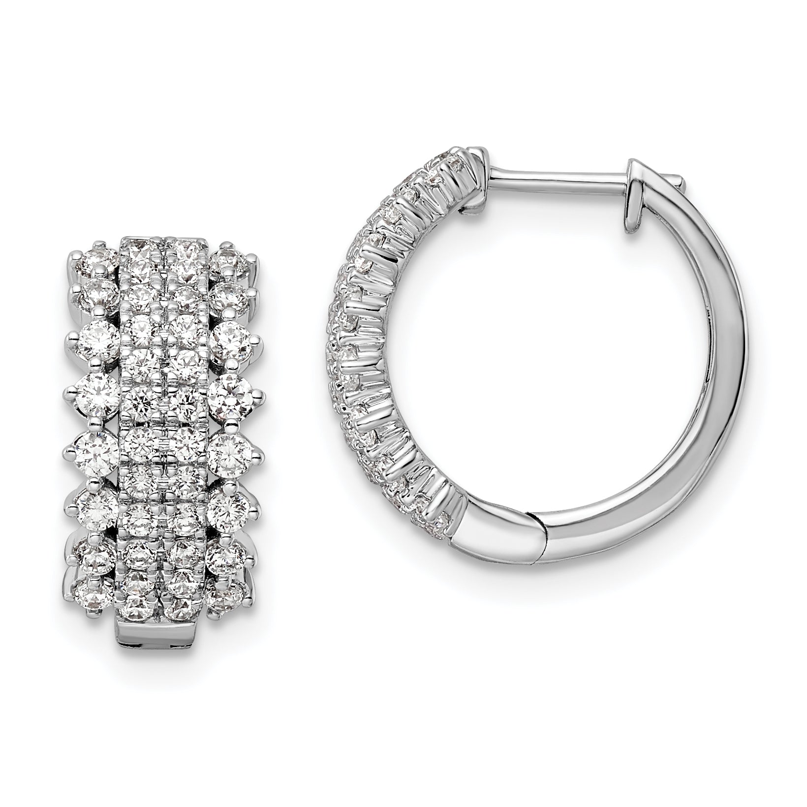 14K White Gold Lab Grown Diamond VS/SI GH, Hinged Hoop Earrings