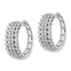 14K White Gold Lab Grown Diamond VS/SI GH, Hinged Hoop Earrings