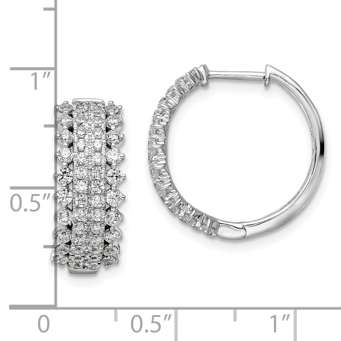 14K White Gold Lab Grown Diamond VS/SI GH, Hinged Hoop Earrings