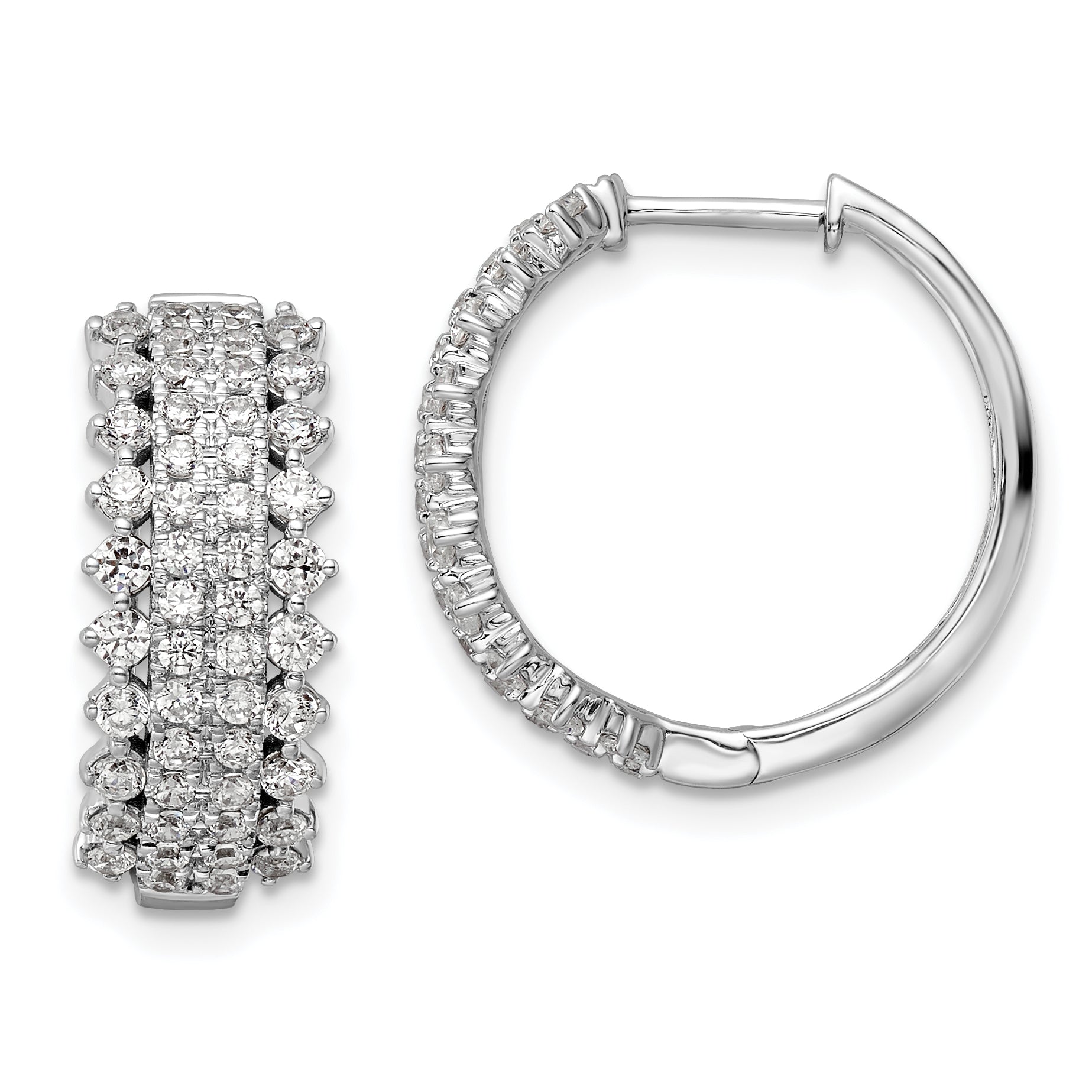 14K White Gold Lab Grown Diamond VS/SI GH, Hinged Hoop Earrings