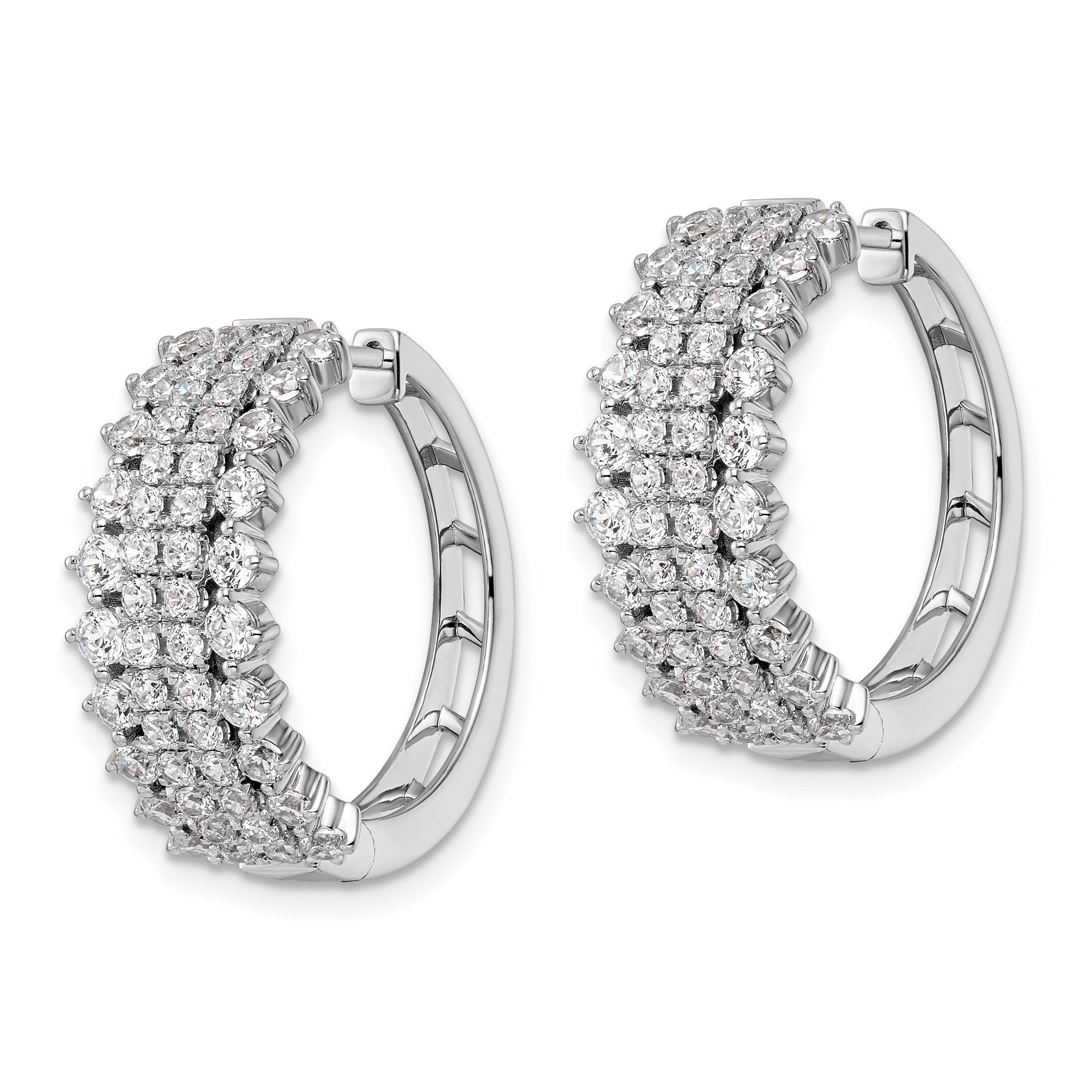 14K White Gold Lab Grown Diamond VS/SI GH, Hinged Hoop Earrings