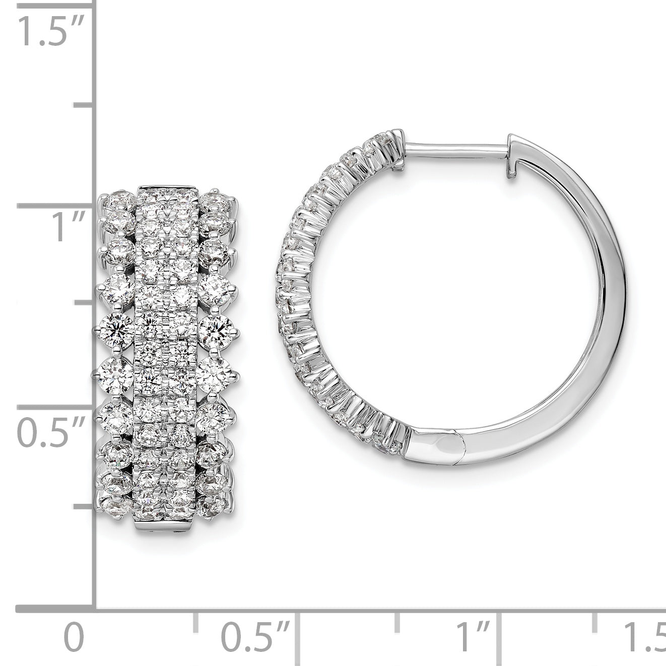 14K White Gold Lab Grown Diamond VS/SI GH, Hinged Hoop Earrings