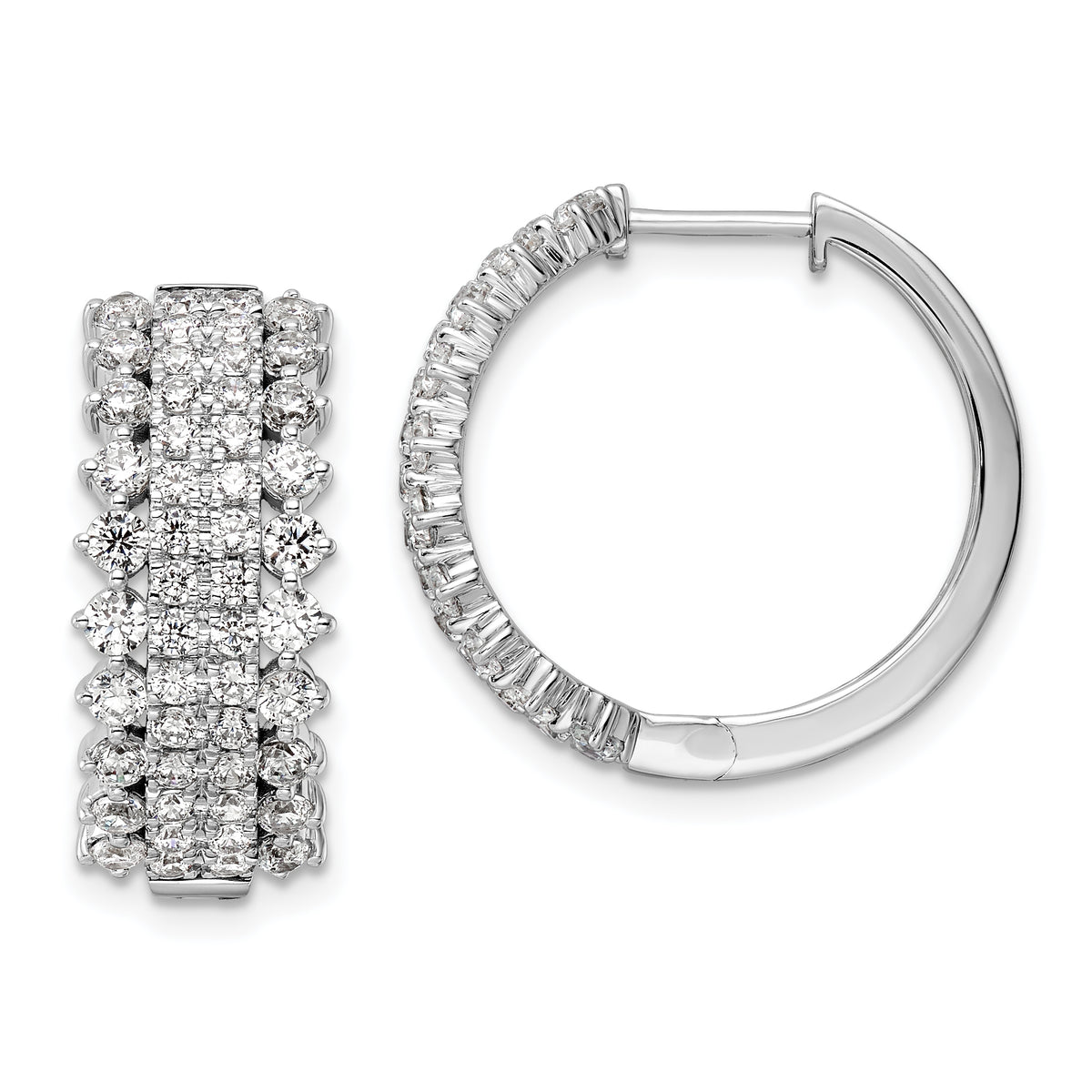 14K White Gold Lab Grown Diamond VS/SI GH, Hinged Hoop Earrings