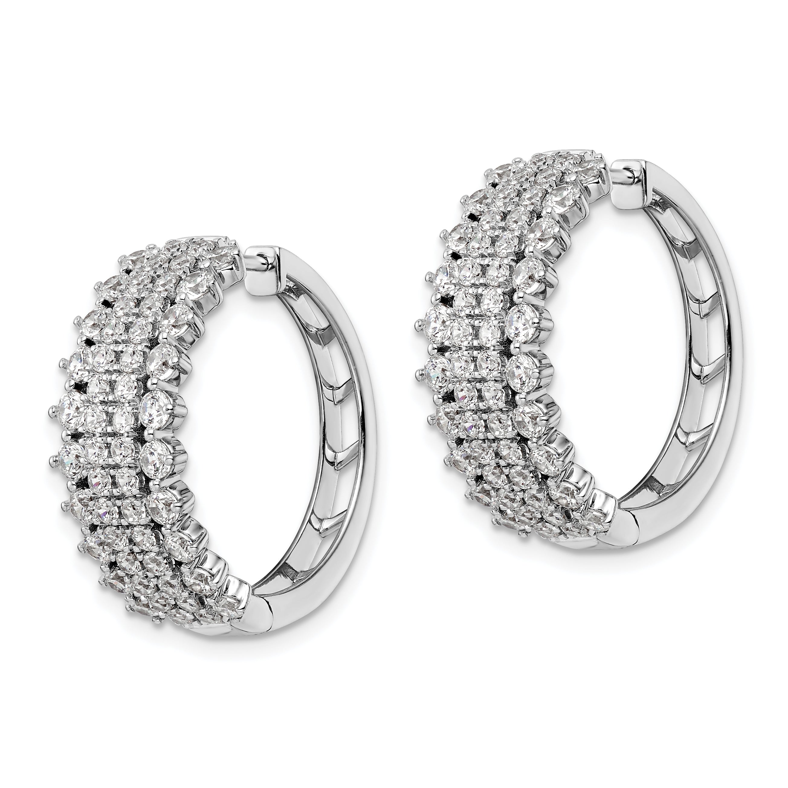 14K White Gold Lab Grown Diamond VS/SI GH, Hinged Hoop Earrings