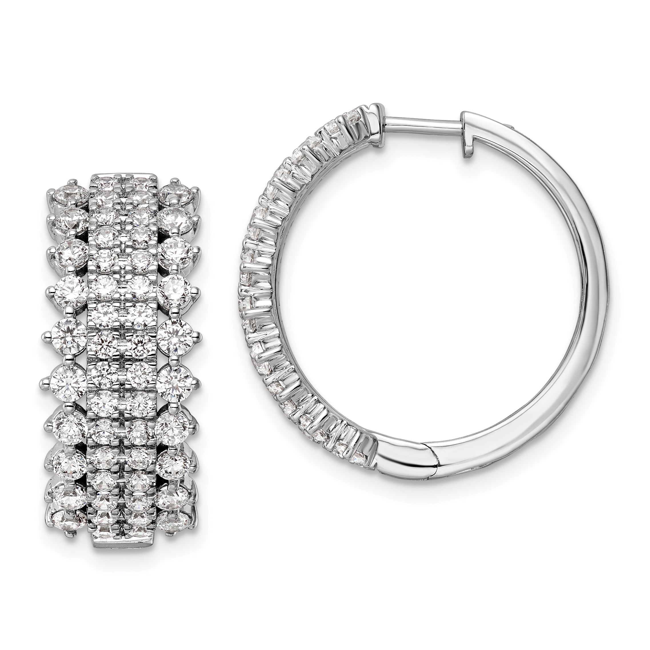 14K White Gold Lab Grown Diamond VS/SI GH, Hinged Hoop Earrings