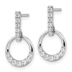 14K White Gold Lab Grown Diamond Dangle Post Earrings