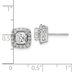 14K White Gold Lab Grown Diamond and White Sapphire Halo Post Earrings