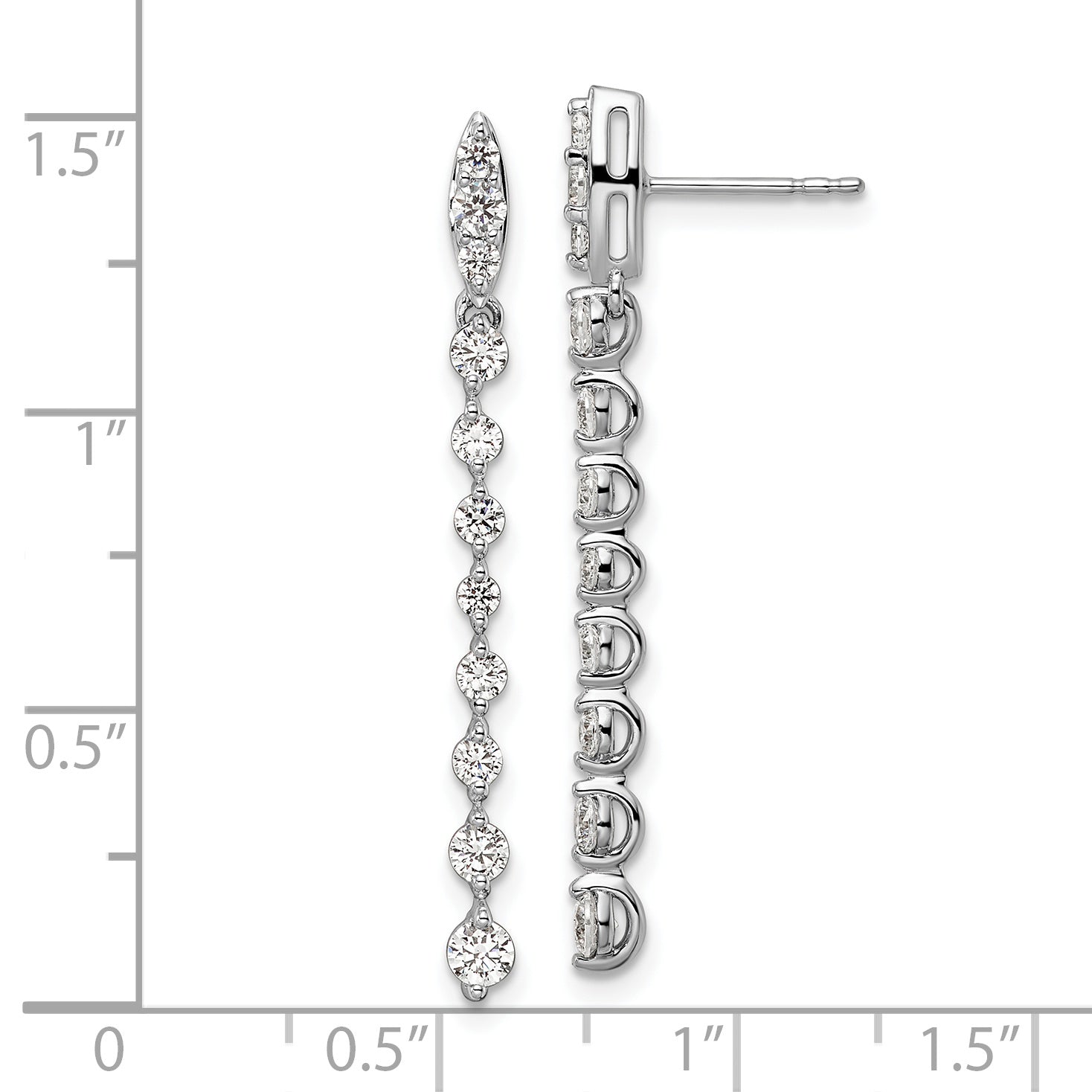 14K White Gold Lab Grown Diamond VS/SI GH, Post Dangle Earrings