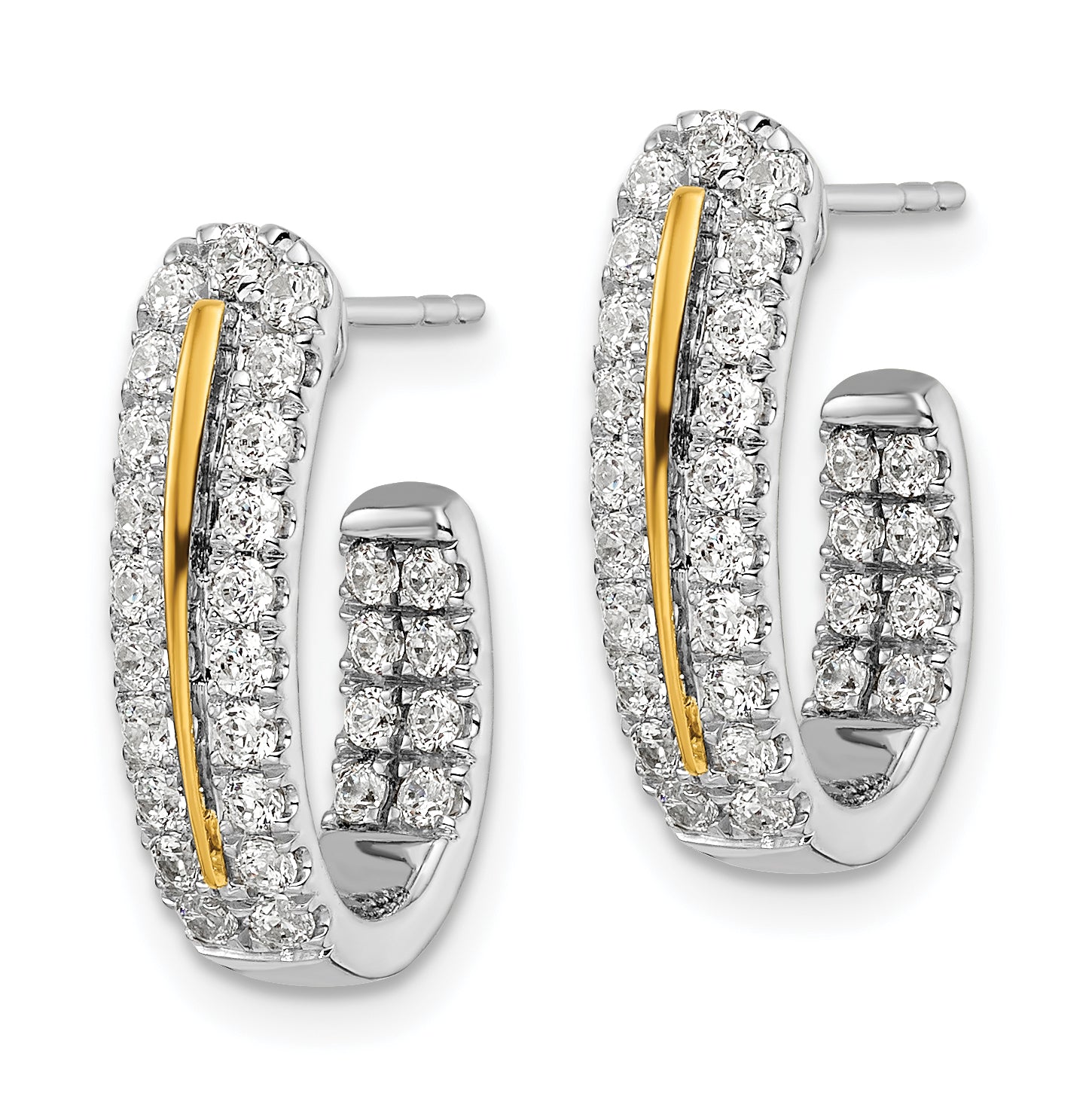 14K Two-Tone Lab Grown Diamond VS/SI GH, In and Out J-Hoop Earrings