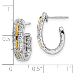 14K Two-Tone Lab Grown Diamond VS/SI GH, In and Out J-Hoop Earrings