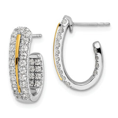 14K Two-Tone Lab Grown Diamond VS/SI GH, In and Out J-Hoop Earrings