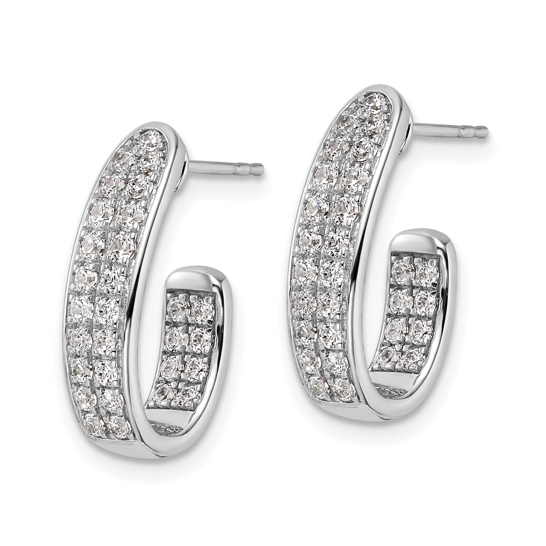 14K White Gold Lab Grown Diamond VS/SI GH, In and Out J-Hoop Earring