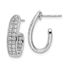 14K White Gold Lab Grown Diamond VS/SI GH, In and Out J-Hoop Earring