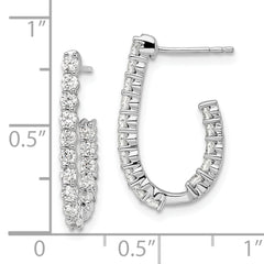 14K White Gold Lab Grown Diamond VS/SI GH, In and Out J-Hoop Earring