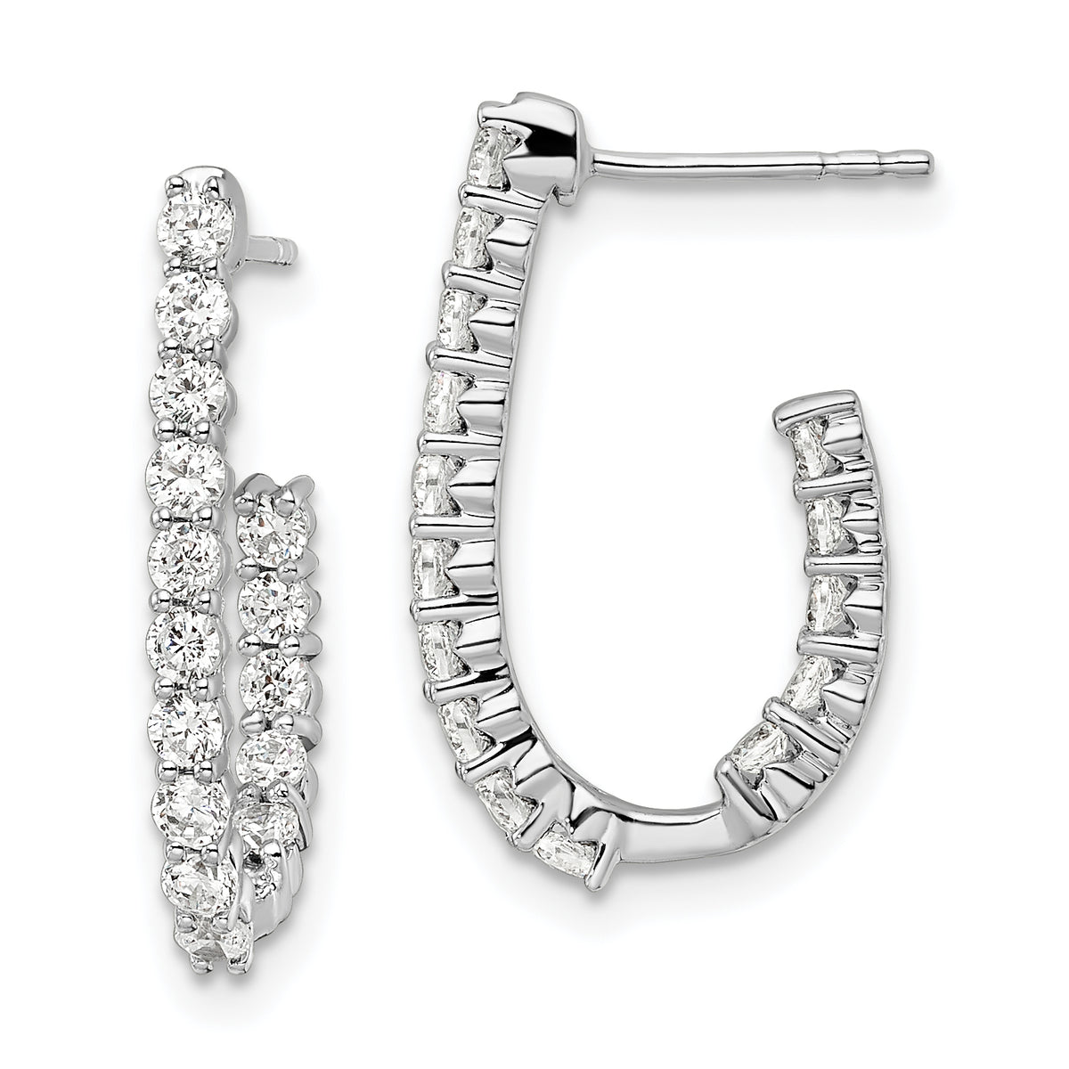 14K White Gold Lab Grown Diamond VS/SI GH, In and Out J-Hoop Earring