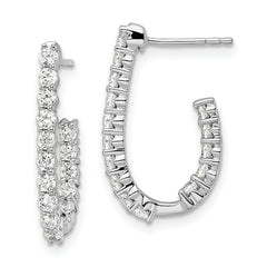 14K White Gold Lab Grown Diamond VS/SI GH, In and Out J-Hoop Earring