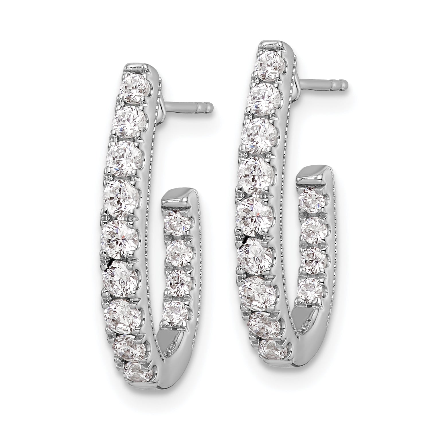 14K White Gold Lab Grown Diamond VS/SI GH, In and Out J-Hoop Earring