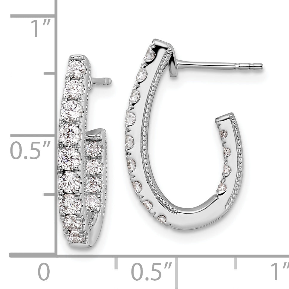 14K White Gold Lab Grown Diamond VS/SI GH, In and Out J-Hoop Earring