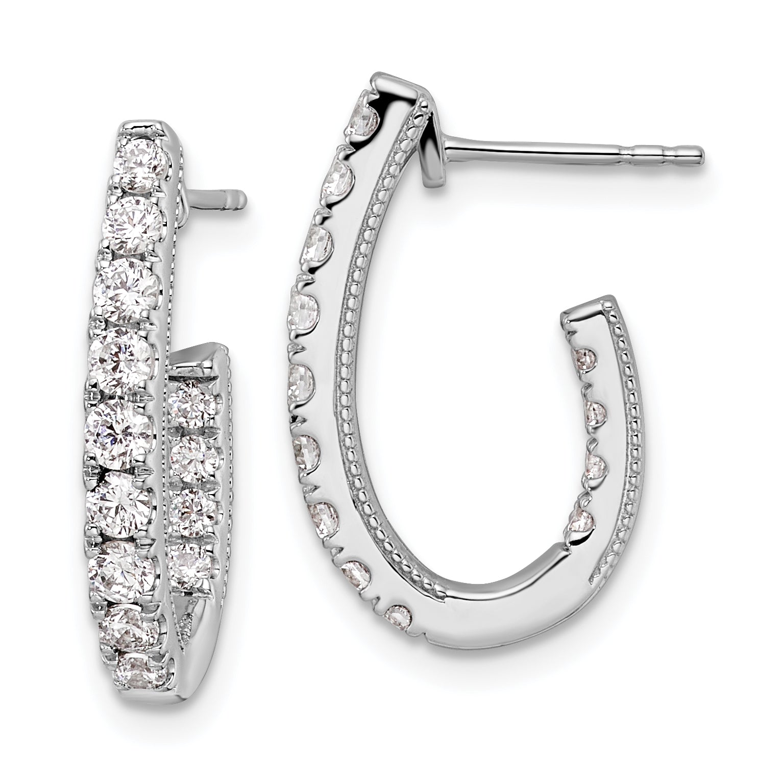 14K White Gold Lab Grown Diamond VS/SI GH, In and Out J-Hoop Earring