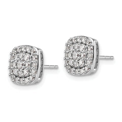 14K White Gold Lab Grown Diamond VS/SI GH, Squared Halo Post Earring