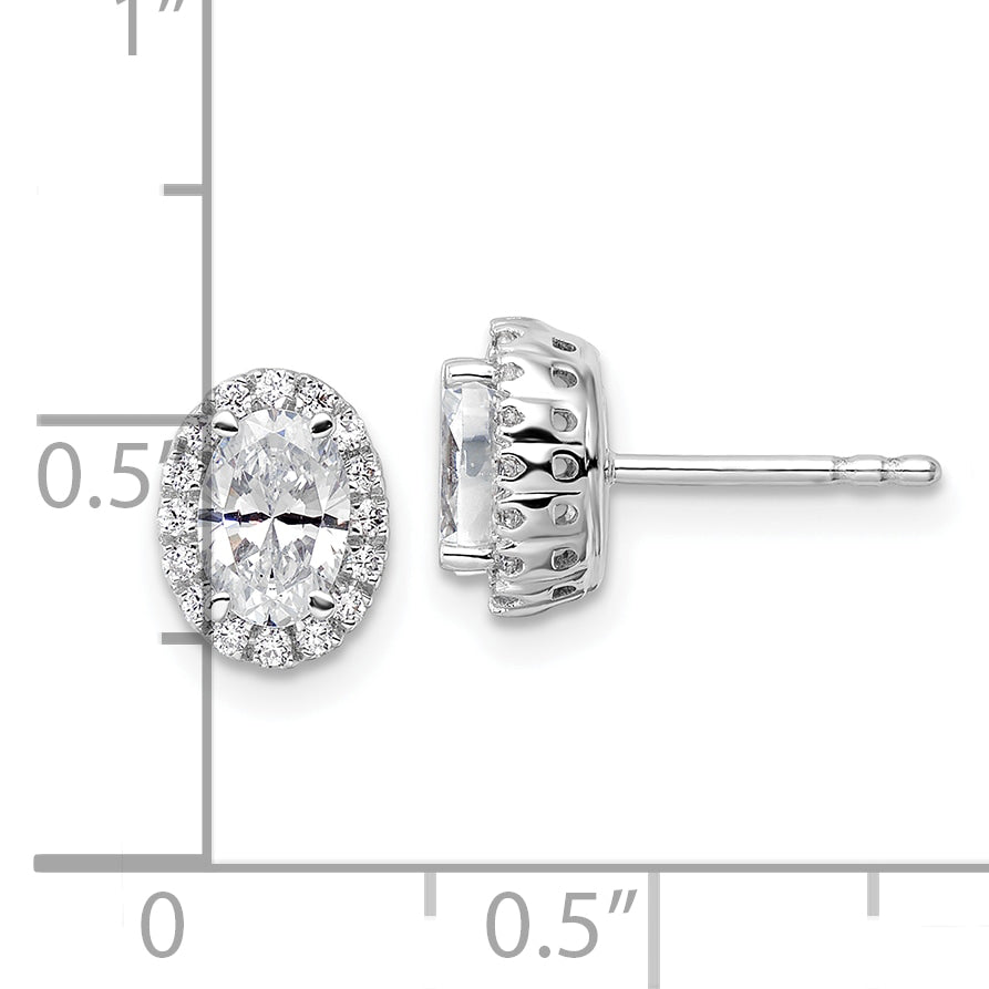 14K White Gold Lab Grown Diamond Halo Stud Earrings