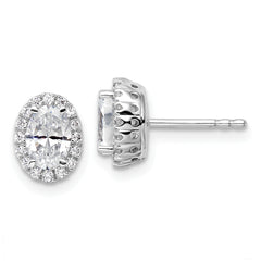 14K White Gold Lab Grown Diamond Halo Stud Earrings